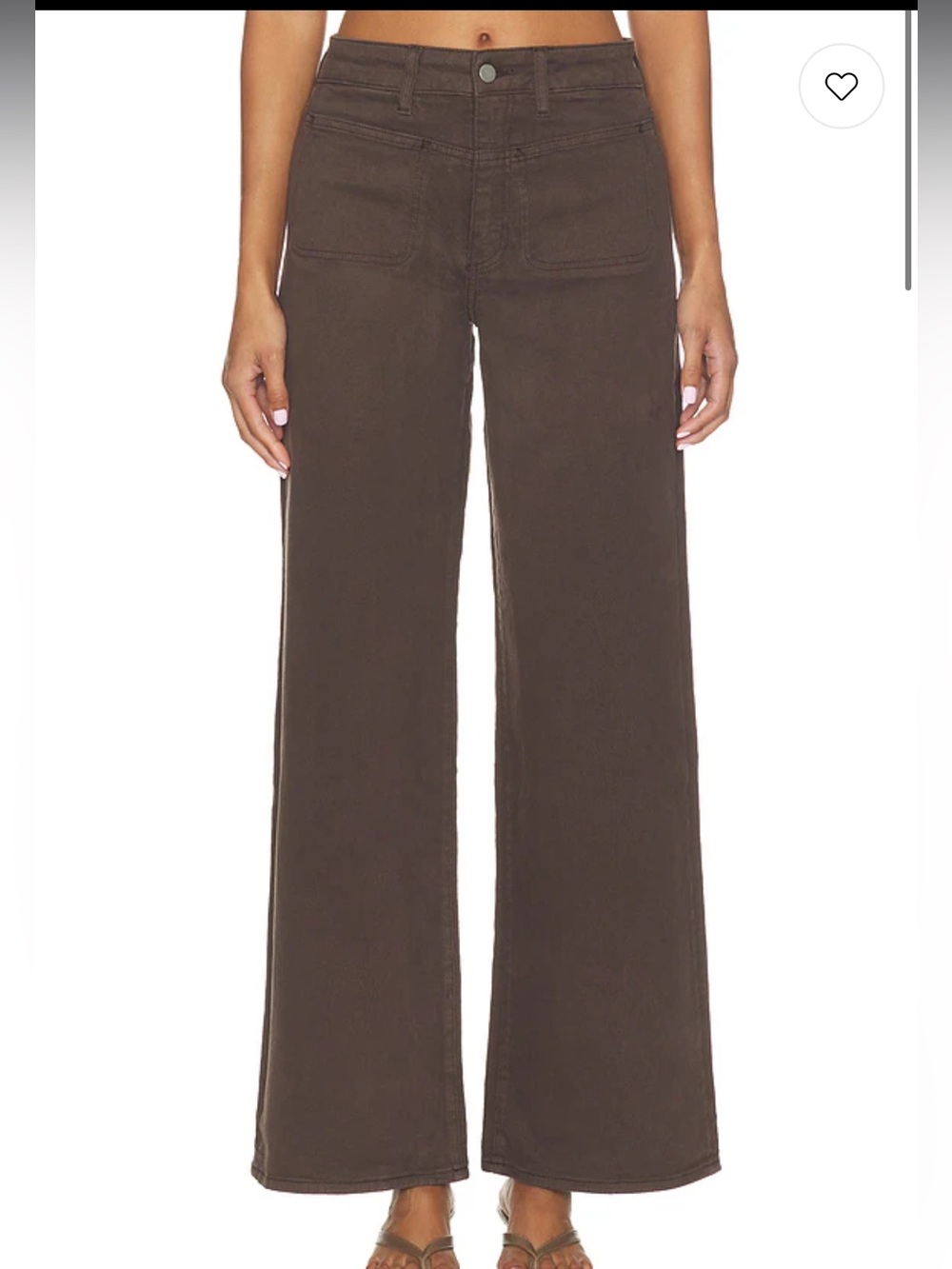 Paige Anessa With Front Yoke & Stitch Pockets Wide Leg Jeans Rich Chocolate 32